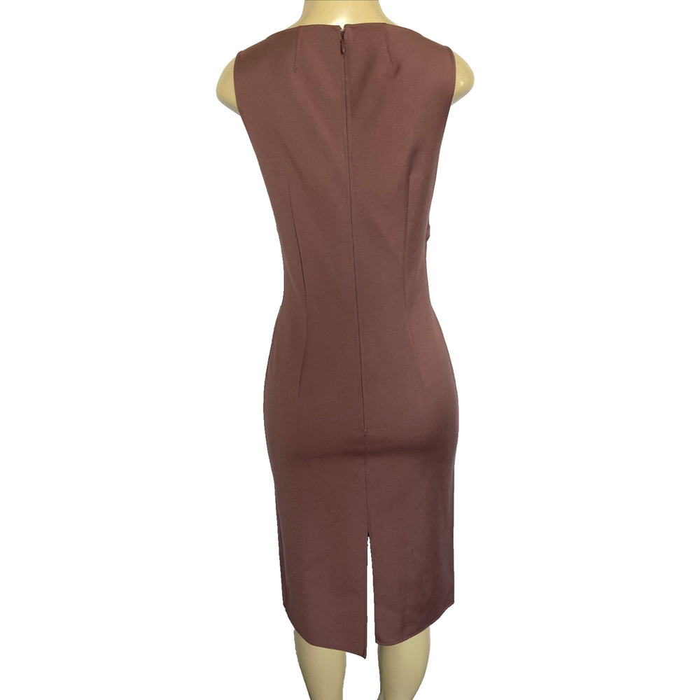 Michael Kors Collection Dress Sheath Midi Sleeveless V Neck Eggplant Purple S 6 - Picture 3 of 8